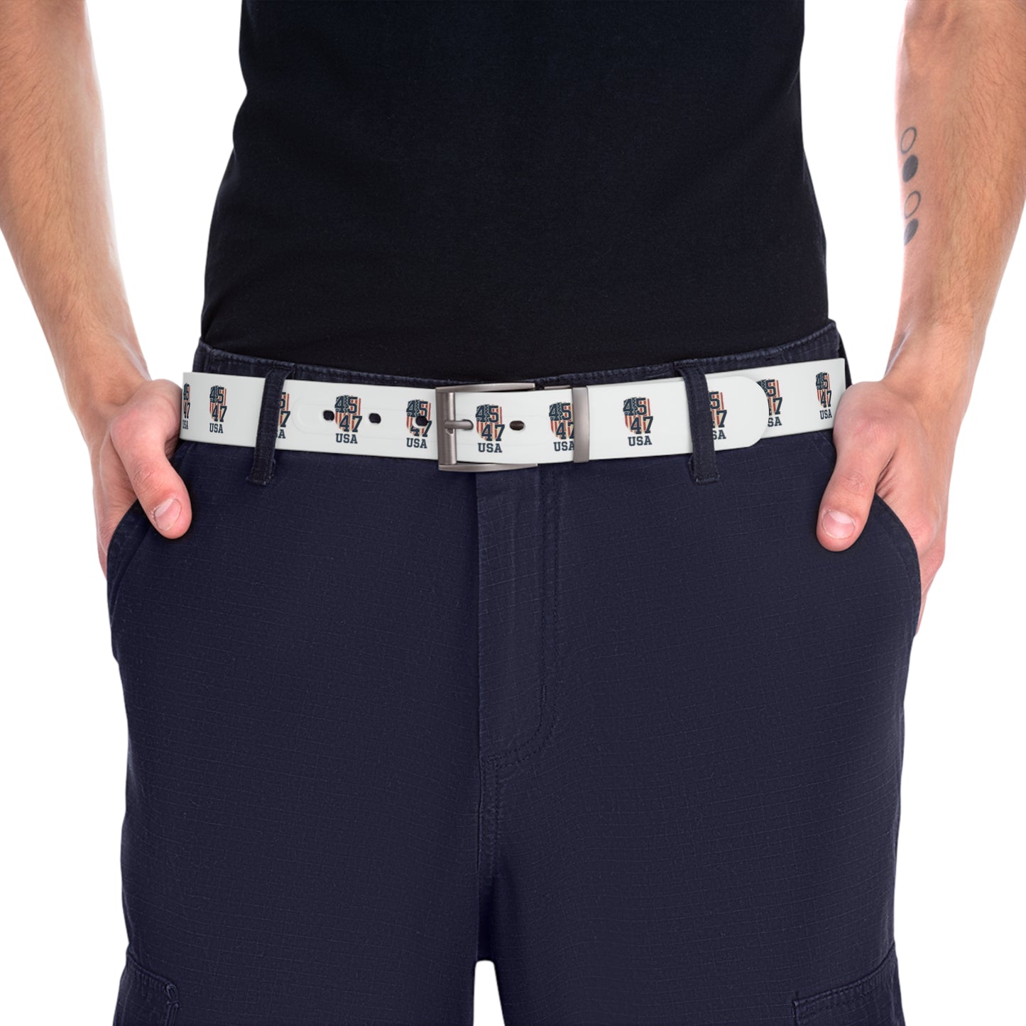 USA Hockey Player #47 Graphic Belt — White Sports Skate Design