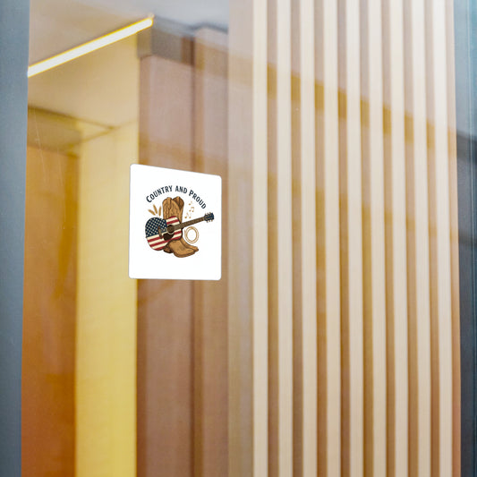 Country & Proud Vinyl Sticker - Guitar & Cowboy Boots Decal | Country Branded