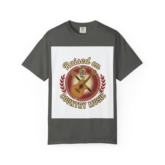 Raised on Country Music T-Shirt — Retro Guitar & Microphone Graphic