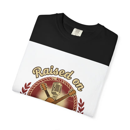 Raised on Country Music T-Shirt — Retro Guitar & Microphone Graphic