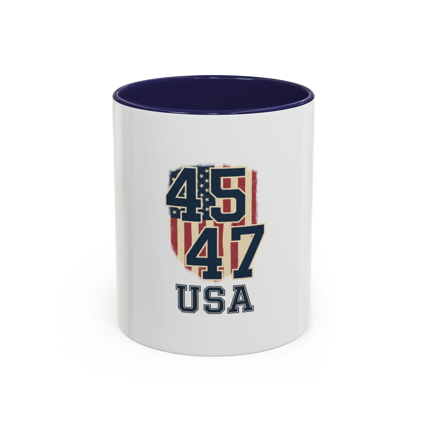 USA 45 47 Shield Accent Coffee Mug – Patriotic American Flag Design
