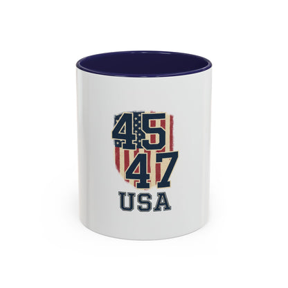 USA 45 47 Shield Accent Coffee Mug – Patriotic American Flag Design