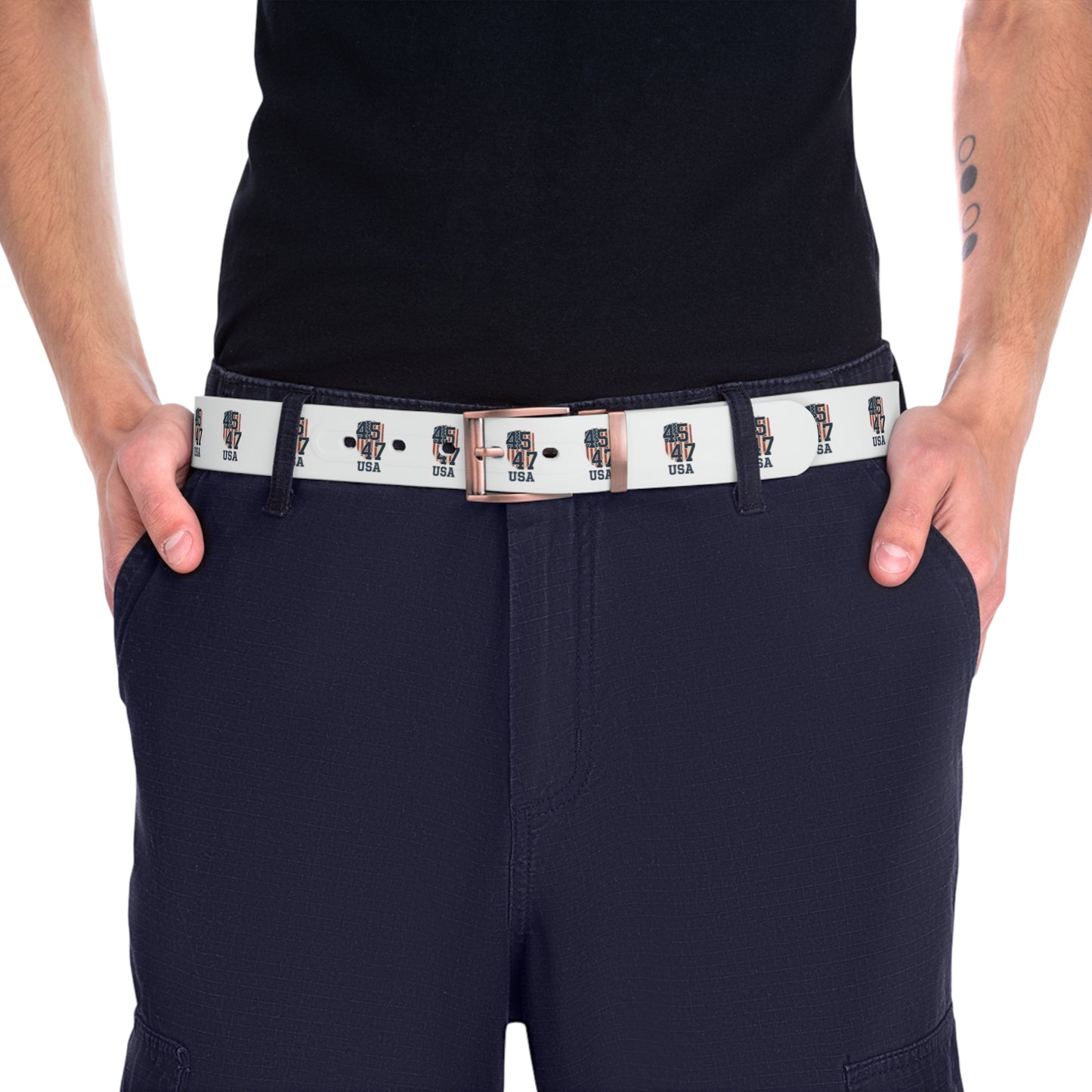USA Hockey Player #47 Graphic Belt — White Sports Skate Design