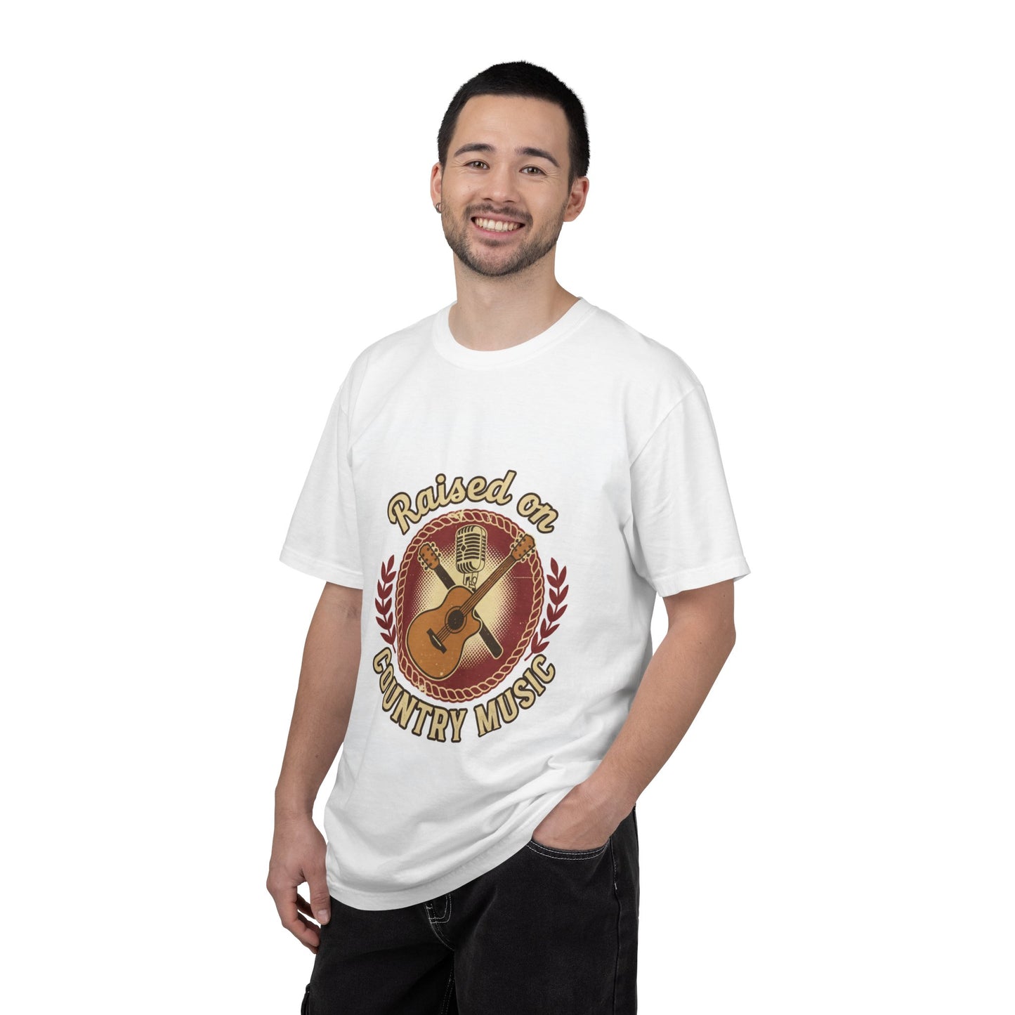 Raised on Country Music T-Shirt — Retro Guitar & Microphone Graphic
