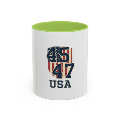 USA 45 47 Shield Accent Coffee Mug – Patriotic American Flag Design