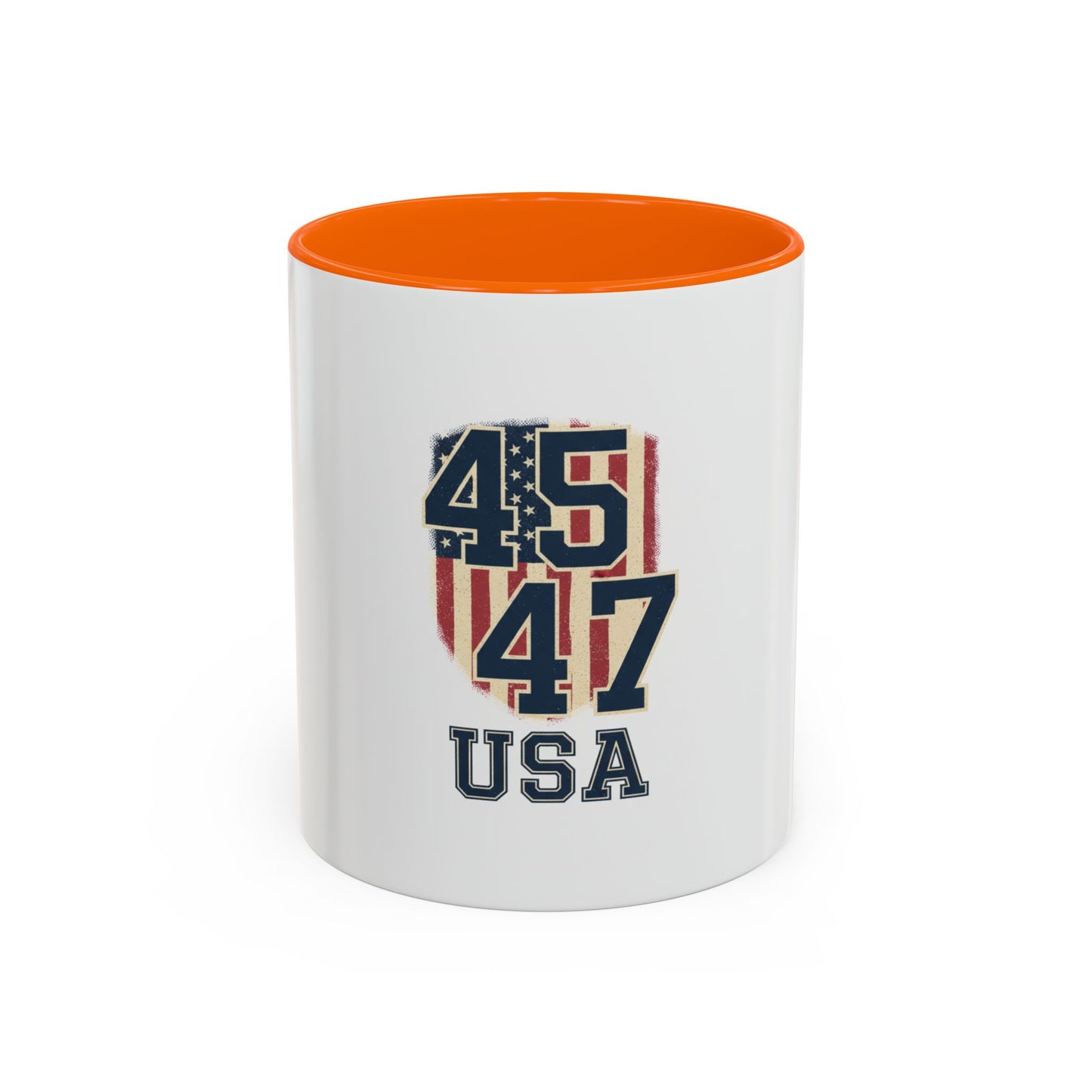 USA 45 47 Shield Accent Coffee Mug – Patriotic American Flag Design