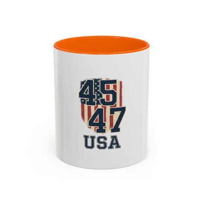 USA 45 47 Shield Accent Coffee Mug – Patriotic American Flag Design