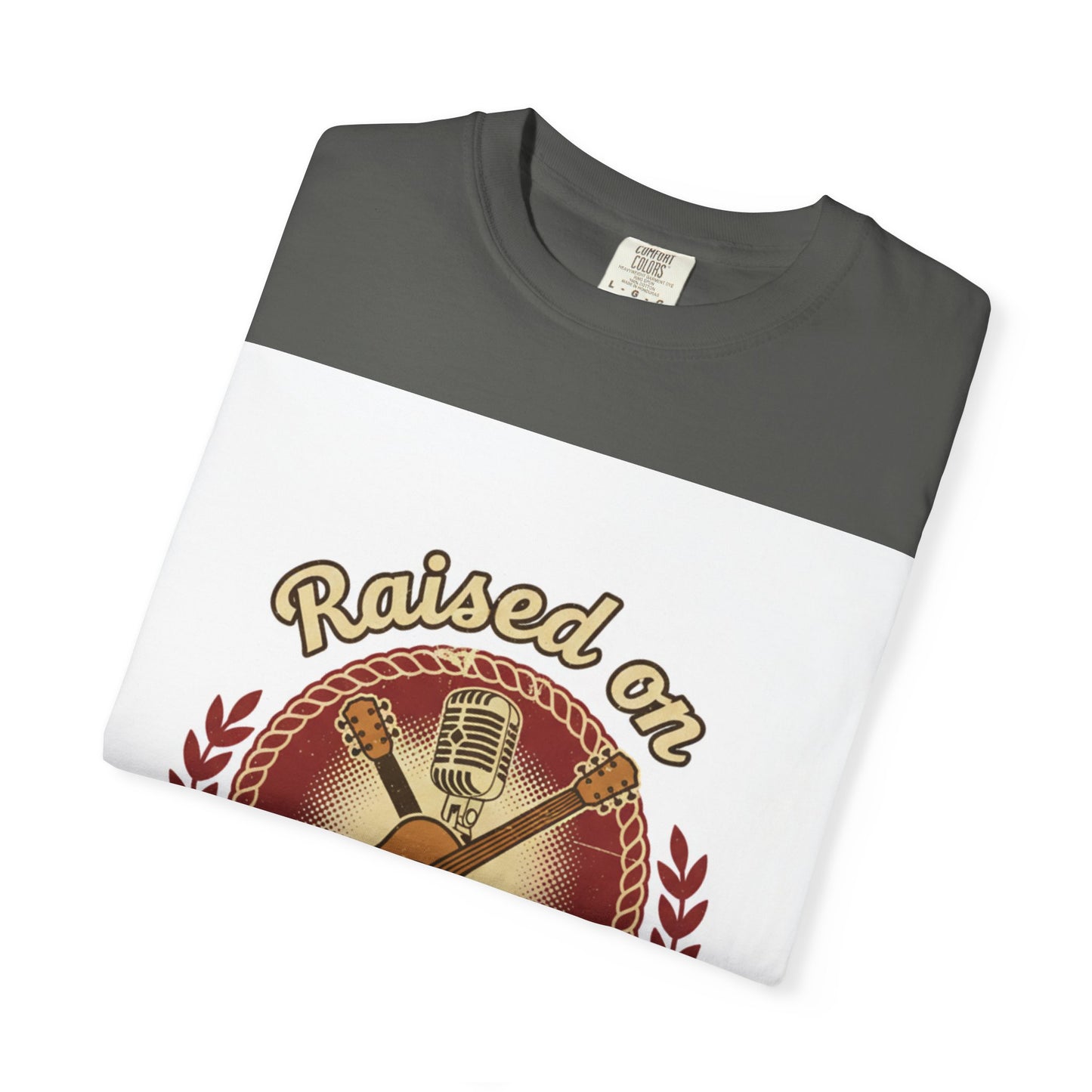 Raised on Country Music T-Shirt — Retro Guitar & Microphone Graphic