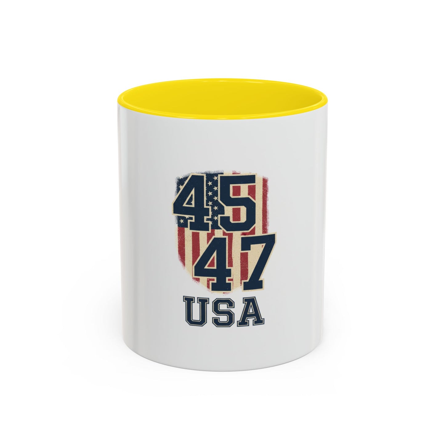 USA 45 47 Shield Accent Coffee Mug – Patriotic American Flag Design