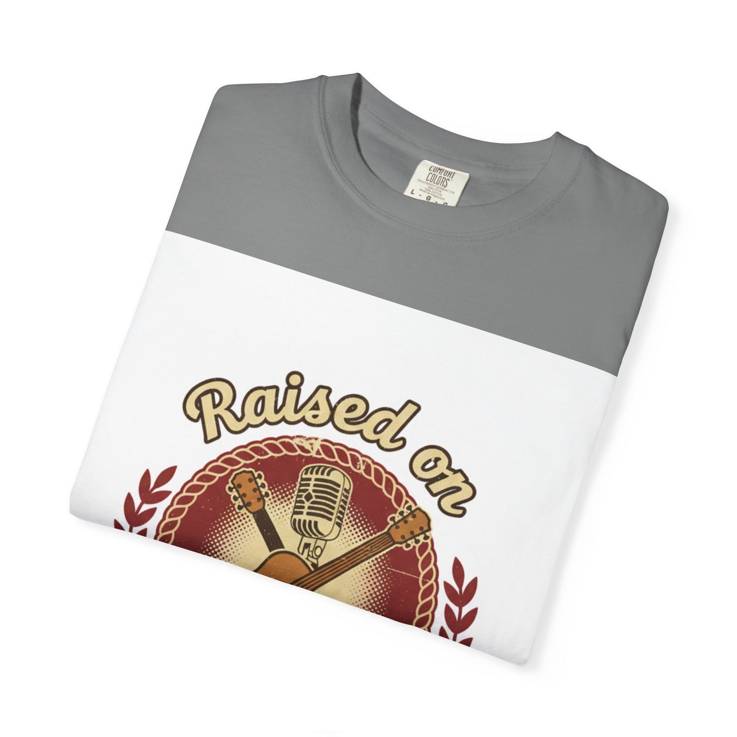 Raised on Country Music T-Shirt — Retro Guitar & Microphone Graphic