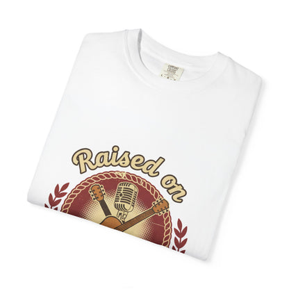 Raised on Country Music T-Shirt — Retro Guitar & Microphone Graphic