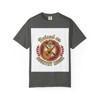 Raised on Country Music T-Shirt — Retro Guitar & Microphone Graphic