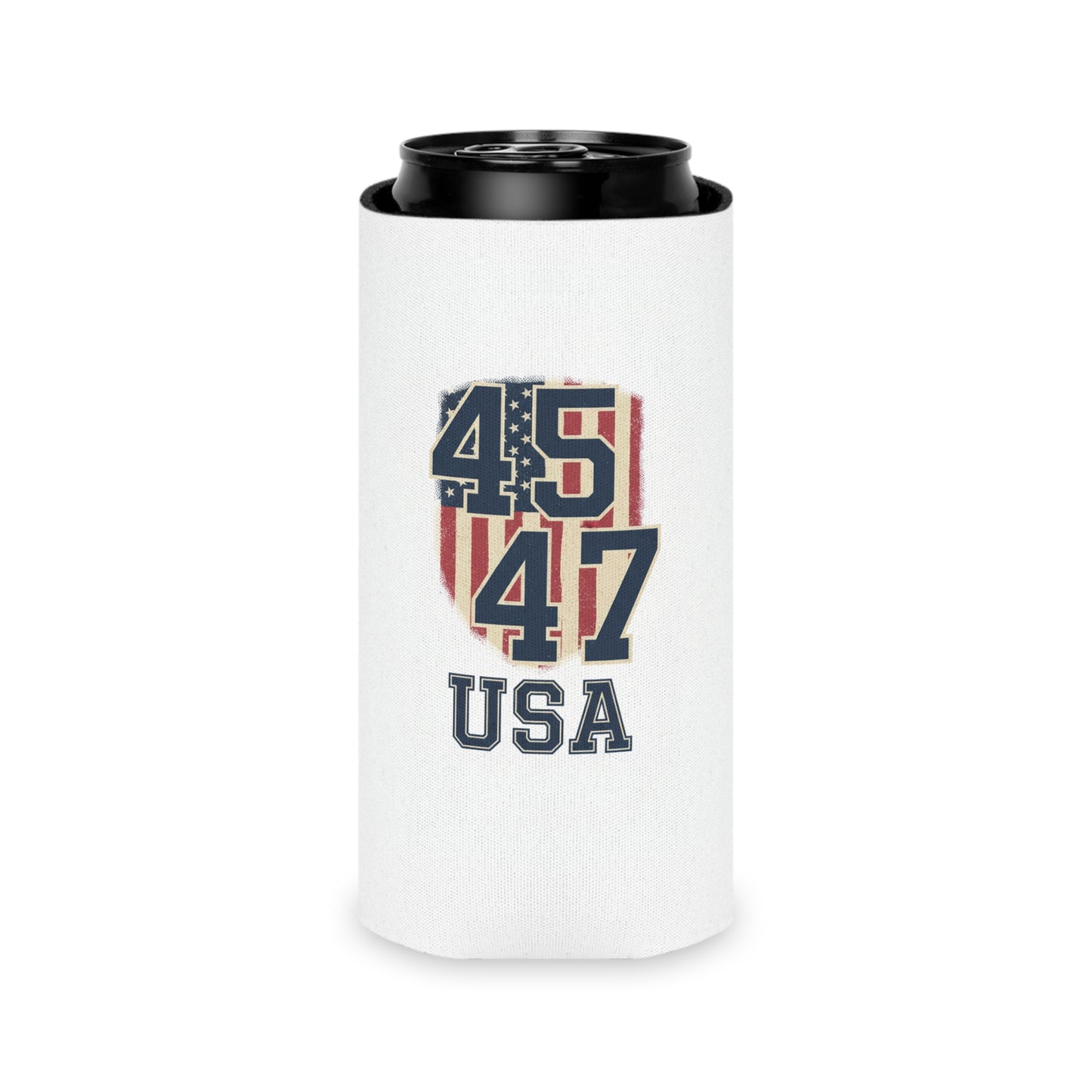 USA Flag State Outline Can Cooler — 4547 Vintage Patriotic Koozie